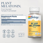 SOLARAY Plant Melatonin 3mg - Sleep Aid Supplement Made with Somato - Vegan, Non Synthetic, Nature-Derived Sleeping Pills Support - Gluten Free, Lab Verified - 30 Servings, 30 VegCaps