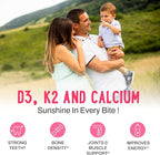 OH MY CHEWY Double-Flavored Vitamin D3 K2 & Calcium Fluffy Gummies - Supplement for Healthy Teeth, Bone & Energy - 5000 IU D3, 120 mcg K2(MK-7), 120 mg CA - Vegan & Non-GMO - 60 Count