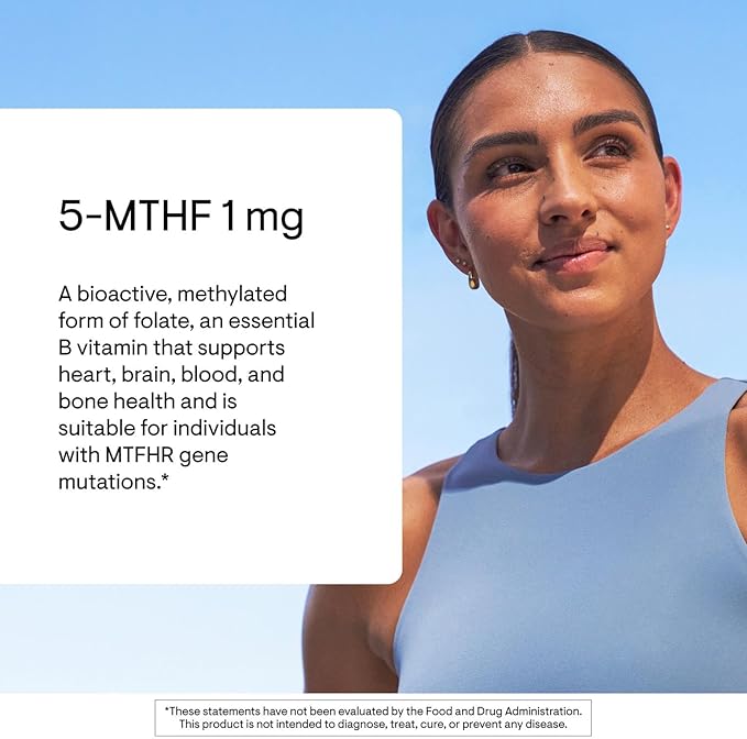 THORNE - 5-MTHF - Methylfolate (Active B9 Folate) Supplement - Supports Cardiovascular Health, Fetal Development, Nerve Health, Methylation & Homocysteine Levels* - 60 Servings - 5-MTHF 1mg