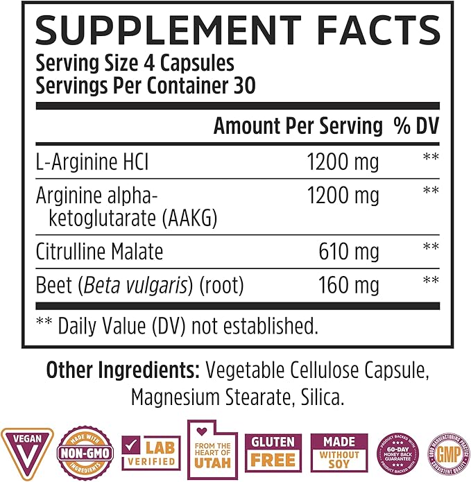 Zhou N.O. Pro - Premium Nitric Oxide Supplement for Men & Women, Heart, Muscle & Blood Support with Beet Root & L Arginine, Natural Nitric Oxide Booster - 120 Veggie Capsules