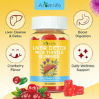 Aromlife Milk Thistle Gummies Support Liver – Liver Gummies Sugar-Free Vegan Chewable Fruit Treats, 60 Count, Gluten-Free, Cranberry Flavor