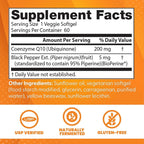 Doctor's Best High Absorption CoQ10 200mg with BioPerine Supplement - Coenzyme Q10 Softgels for Heart Health & Antioxidant Support, CoQ10 200 mg for Women & Men, Non GMO - 60 Veg Softgels