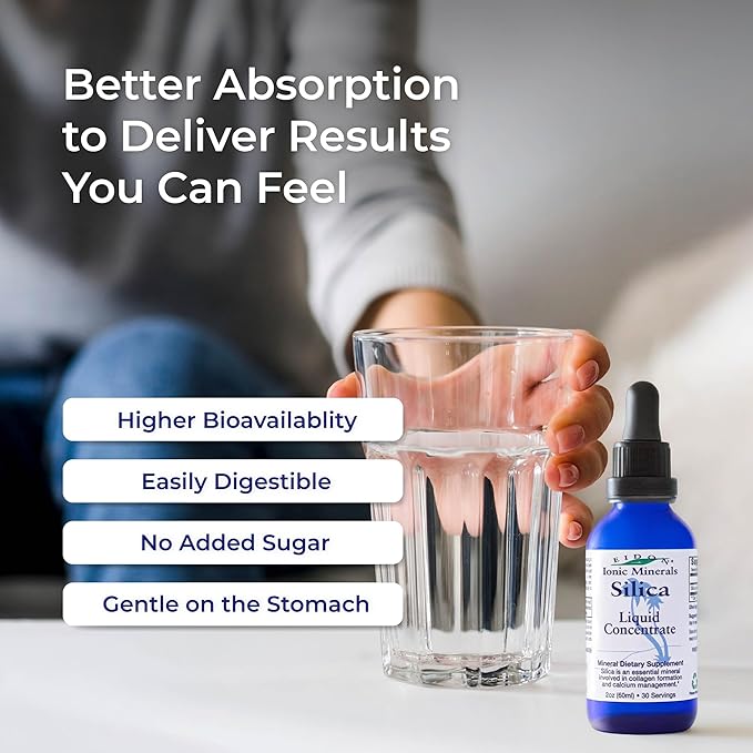 Eidon Liquid Silica Mineral Concentrate - Silica Supplement for Hair, Skin, and Nails, Supplement Drops to Support Collagen Production & Hair Loss for Women & Men, Helps Manage Calcium - 2 oz