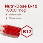 PROTOCOL FOR LIFE BALANCE Nutri-Dose B-12 10,000mcg - Liquid Vitamin B-12 - for Energy, Nerve Health & Metabolism Support* - with Folate & Biotin - Convenient Vials - High Potency B-12-12