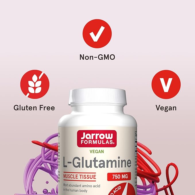 Jarrow Formulas® L-Glutamine 750 mg, Dietary Supplement, Immune and Muscle Support, 120 Veggie Capsules, Up to 120 Day Supply