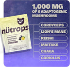 Nutrops Sugar-Free Lions Mane Mushroom Gummies for Adults, Functional Nootropics, Herbal Brain Supplement for Energy, Brain Health, Cognitive, Memory & Focus, Reishi, Chaga, Cordyceps - 28 Day Supply