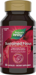 Nature’s Way Sustained Focus, Improved Focus & Concentration*, with Clinically Studied Neumentix Spearmint Extract, L-Theanine, 60 Capsules (Packaging May Vary)