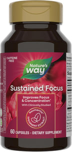 Nature’s Way Sustained Focus, Improved Focus & Concentration*, with Clinically Studied Neumentix Spearmint Extract, L-Theanine, 60 Capsules (Packaging May Vary)