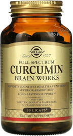 Solgar Full Spectrum Curcumin Brain Works, 90 Licaps - Support Memory Recall, Focus, Cognitive Function - Antioxidant Support - Curcumin, BacoMind, Choline, Vitamin B12 - Non-GMO, Vegan - 30 Servings