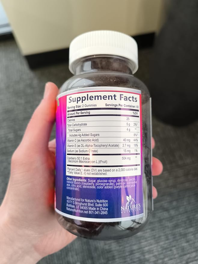 Cranberry Extract 504mg Per Serving - Cranberry Gummies for Urinary Tract Health Support - Helps Cleanse & Protect, Cran Berry Gummy Supplement + Vitamin C, Chewable Cran for Women - 120 Gummies