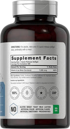 Horbäach Beta Carotene Supplement | 25000 IU Softgels | 7,500 mcg | Vitamin A | 400 Count | Non-GMO and Gluten Free Formula