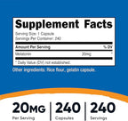 Nutricost Melatonin 20mg, 240 Capsules, Non-GMO & Gluten Free