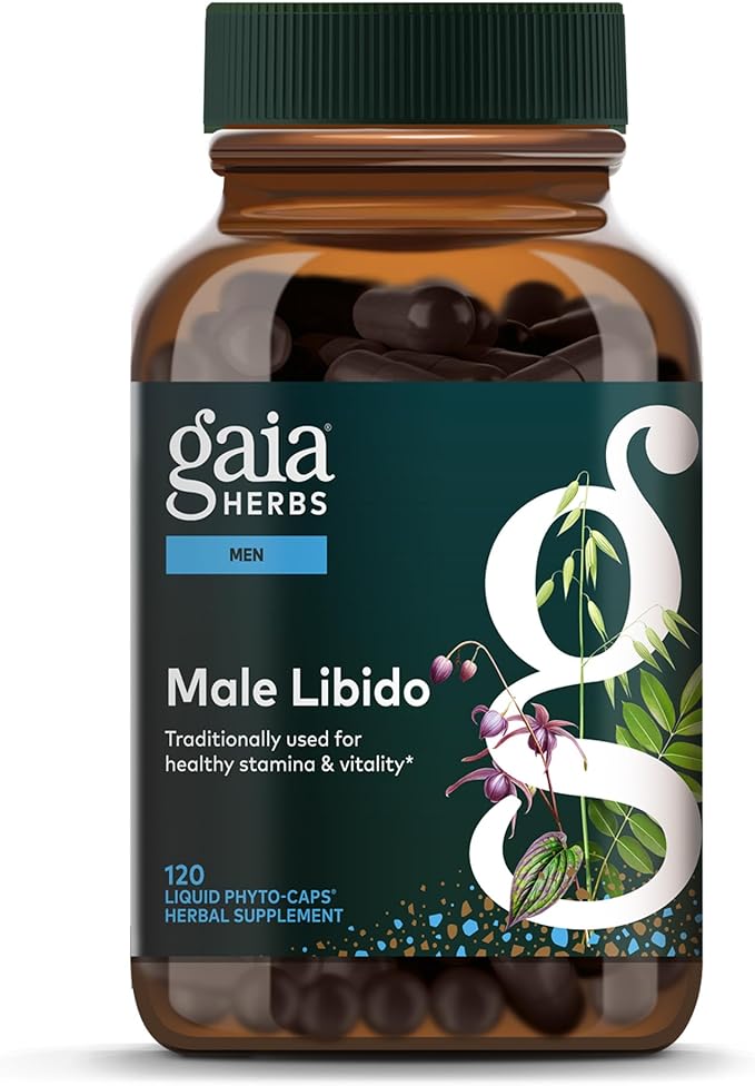 Gaia Herbs Male Libido - Herbal Supplement with Saw Palmetto, Horny Goat Weed & Oats - Traditional Herbs to Support Vitality & Energy Levels for Men - 120 Vegan Liquid Phyto-Capsules (120 Servings)