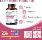 NATURE TARGET Women's Probiotics & Prebiotics, Cranberry & D-Mannose, 50-Billion-CFUs, Organic Probiotics for Digestive Health/Gut Health/Immune Booster/Weight Management
