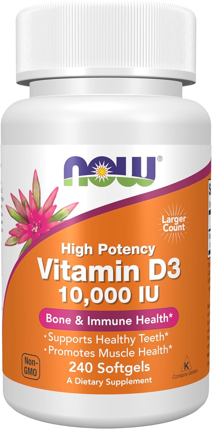 NOW Foods Supplements, Vitamin D-3 10,000 IU Softgels, Vitamin D, Joint Support, 240 Softgels