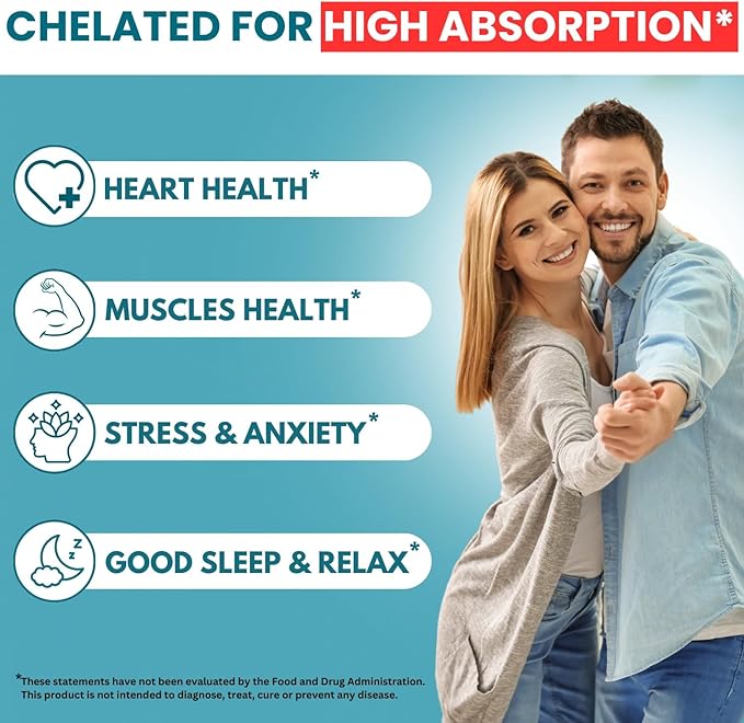 Magnesium Glycinate 500mg Chelate Capsules – 240 Count – 90mg Elemental Magnesium Per Serving – High Absorption Supplement – Non-GMO, Gluten Free – Made in USA