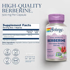 SOLARAY Berberine 500mg - Berberine Supplement for a Healthy, Active Lifestyle - with Berberine HCl from Indian Barberry - Vegan, Non-GMO, 60-Day Guarantee - 60 Servings, 60 VegCaps (60 CT)