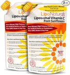 Lipo Naturals Liposomal Vitamin C 1000mg Liquid (2-Pack 60 Doses) - Natural Formula Immunity + Energy Support - Vegan, China-Free (15oz / 443ml ea.)