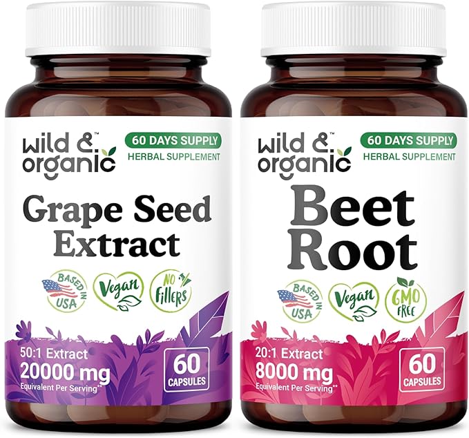 Wild & Organic Grape Seed Extract 60 Capsules & Beet Root 60 Capsules