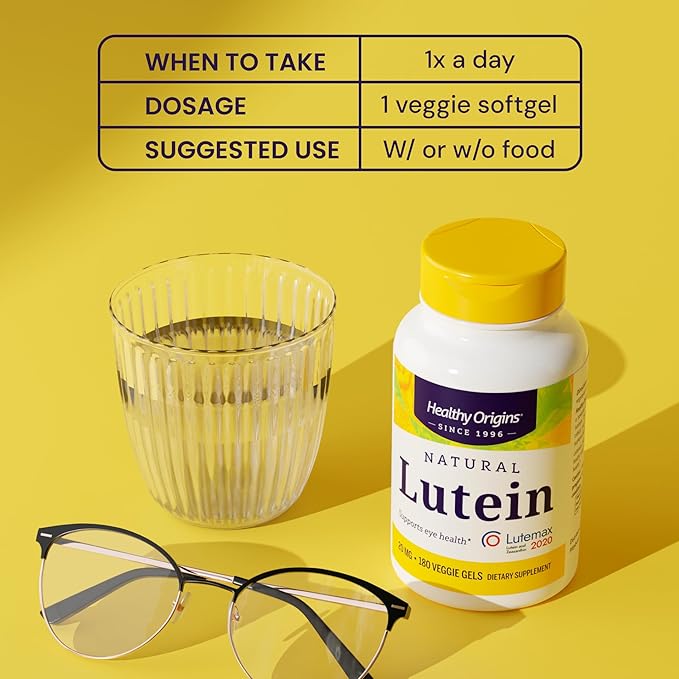 Healthy Origins Lutein 20 mg with Zeaxanthin 4 mg, 60 Veggie Softgels - Featuring Lutemax 2020, Clinically Studied Eye Health Formula - Supports Visual Function, Macular Health & Blue Light Protection