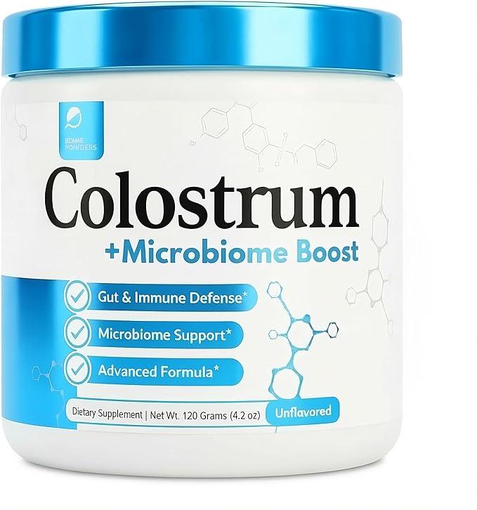 Colostrum Powder | Grass-Fed Bovine Colostrum with Akkermansia Probiotic 1B AFU | Microbiome & Gut Support | High IgG Advanced Formula | 120 Servings