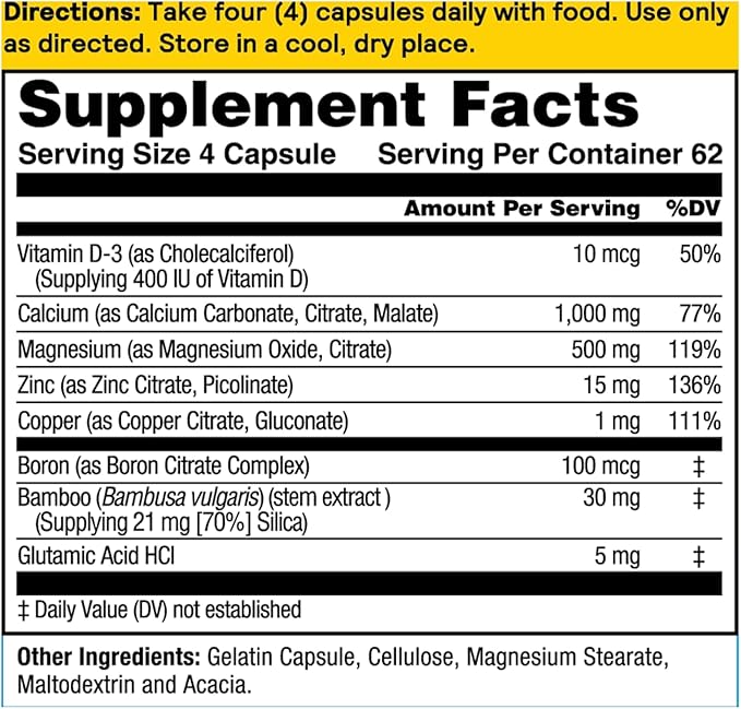 Nature's Life Cal Mag Zinc Complex - Calcium, Magnesium, & Zinc D3 Supplement, 800 mcg per Serving, Trace Mineral Support for Bones and Teeth, Vitamin Formula for Men and Women - 250 Count Tablets