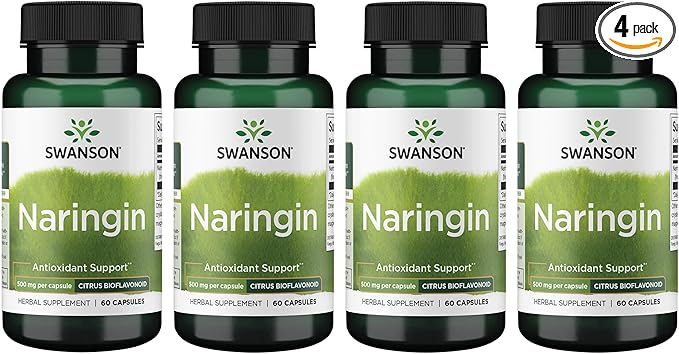 Swanson Naringin Citrus Bioflavonoid Antioxidant Supplement for Adults Seeking Enhanced Vitamin C Benefits - 500 mg (60 Capsules, 4 Pack)