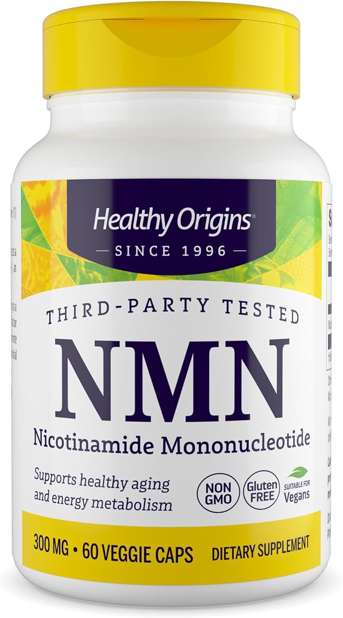 Healthy Origins NMN Nicotinamide Mononucleotide 300 mg – 60 Vegan Capsules – NAD+ Precursor for Cellular Energy & Healthy Aging Support – Third-Party Tested, Non-GMO Dietary Supplement
