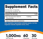Nutricost NAD+ Supplement (1,000mg) 60 Capsules - Nicotinamide Adenine Dinucleotide, Vegan, GMO-Free, Gluten-Free, 30 Servings