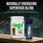 Vega Premium Protein + Supergreens, Chocolate – 20g Vegan Protein, Dairy & Gluten Free, 19.2 oz (16 Servings)