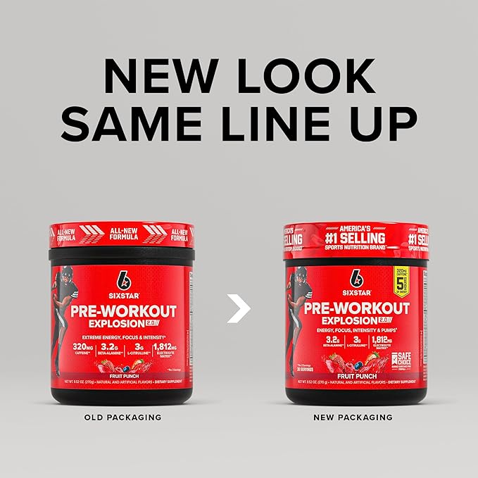 Six Star Pre-Workout Powder for Men & Women, Fruit Punch (30 Servings) - Preworkout Explosion 2.0 Energy Powder Drink Mix with Beta-Alanine & Caffeine - Sports Nutrition Supplement Products