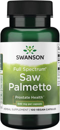 Swanson Saw Palmetto Full Spectrum Herbal Supplement for Men Seeking Prostate, Hair, and Urinary Health Support - 540 mg (100 Vegan Capsules)
