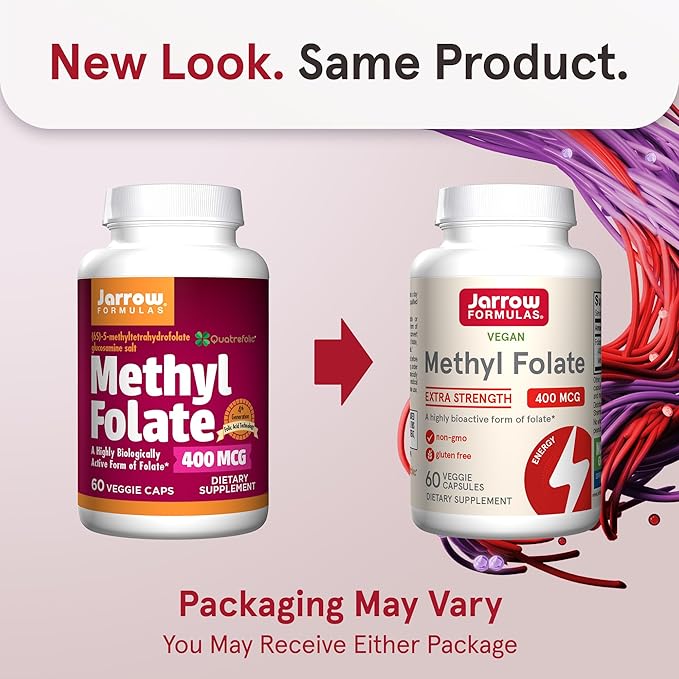 Jarrow Formulas Maximum Strength Methyl B-12 5000 mcg, Dietary Supplement Extra Strength Methyl Folate 400 mcg, Dietary Supplement for Cardiovascular