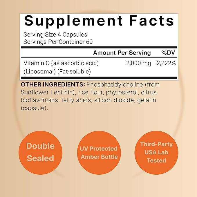 NatureBell Liposomal Vitamin C 2,000mg Per Serving, 240 Capsules | High Absorption Fat-Soluble Vitamins – Max Strength Antioxidant* Supplement – Non-GMO, Gluten Free