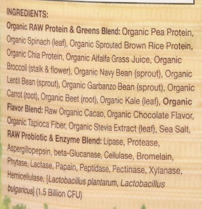 Garden of Life Raw Organic Protein & Greens, Chocolate Cacao, 1 lb 5.51 oz (610 g) (Pack of 6)