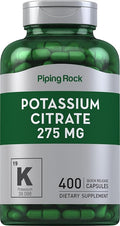 Piping Rock Potassium Citrate Supplement | 275 mg | 400 Capsules | Non-GMO, Gluten Free