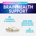 Brain Memory Supplement - 3X Strength Nootropics for Concentration, Clarity & Focus Support - Brain Health Cognitive Vitamins with Bacopa, Phosphatidylserine & DMAE, Brain Booster Pills, 120 Capsules