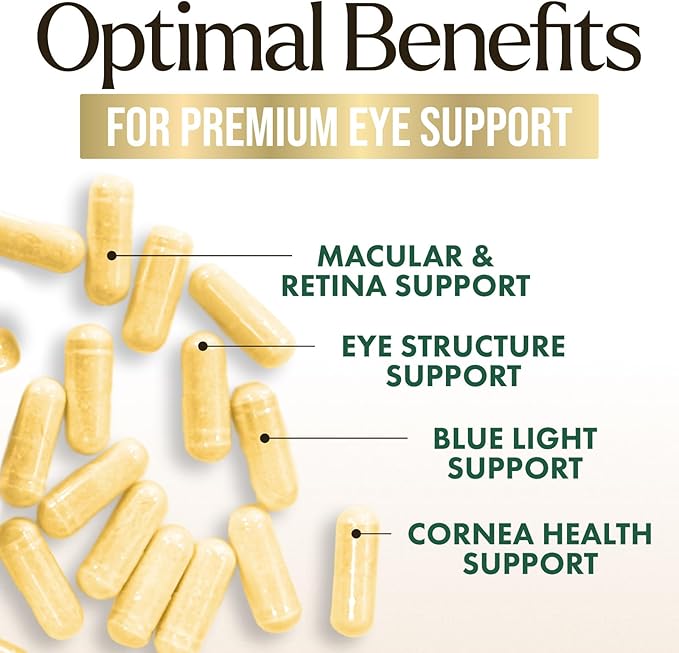 Eye Vitamins Supplements - 3x Strength Eye Health Vitamin with Lutein and Zeaxanthin - Vision Macular Health & Dry Eyes Support With Zinc, Vitamins C E & Minerals, Bottled in USA - 60 Capsules