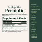 Nature's Bounty Lactobacillus Acidophilus Probiotic Supplement - Daily Probiotic for Women/Men Digestive Health,100 Million Organisms,Vegetarian,1 Serving per Day,120 Tablets,(Pack of 2)
