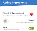 Superior Source No Shot Vitamin B-12 Cyanocobalamin 1000 mcg & Folic Acid 400 mcg - Offers Energy, Heart, Brain, & Stress Support - 100 Sublingual Dissolving Tablets