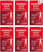 Globulo Rojo Iron Supplement - Dietary Supplement Pills with High Potency Iron & B Vitamins, 60 Tablets - 6 Pack