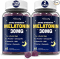 Melatonin Gummies 30mg for Adults: Maximum Strength Melatonin Supplement with L-Theanine, Ashwagandha, MSM, Vitamin D3 & Zinc - Non-Habit Forming, Natural Mixed Berry Flavor 60 Count (Pack of 2)