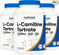 Nutricost L-Carnitine Tartrate 500mg, 240 Capsules - 1000mg Per Serving (3 Bottles)