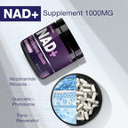NAD Supplement - Nicotinamide Riboside Resveratrol 900mg, Liposomal NAD Supplement for Women and Men, NAD Plus Pure Organic