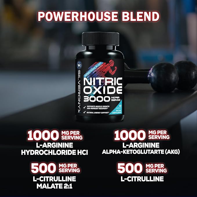 Extra Strength Nitric Oxide Booster - 3X Strength L-Arginine AKG & Citrulline Malate - Men & Women Premium Pre Workout Nitric Booster - Natural Energy & Muscle Support, Bottled in USA - 60 Capsules
