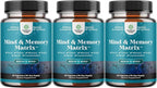 Natural Mind and Memory Supplement for Increased Mental Performance and Clarity Supports Brain Function Made with Pure Green Tea Extract DMAE Bitartrate and Vitamins - 60 Count - 3 Pack