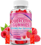 Quercetin Gummies 500mg for Kids & Adults, Organic Quercetin Supplements with Bromelain Zinc Vitamin C and D3 Support Antioxidant & Immune System Health, Strawberry Flavor 60 Count