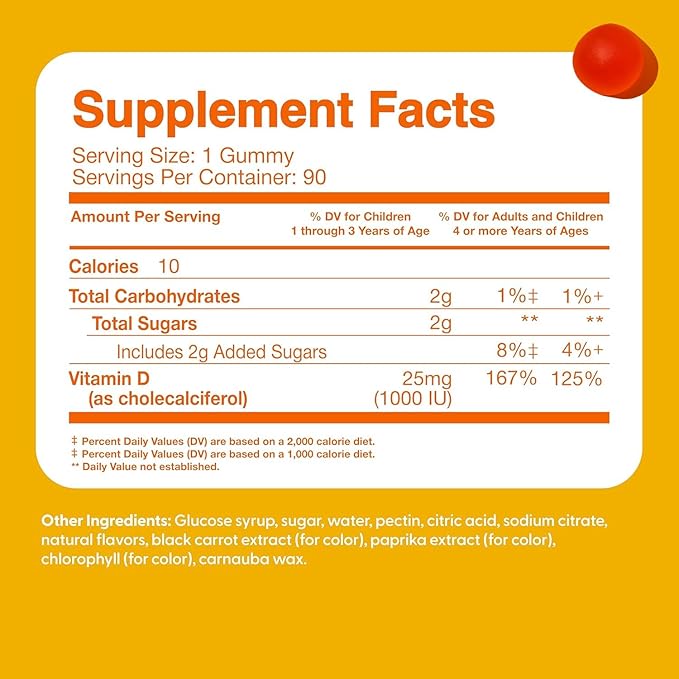Feel Great Kids Vitamin D3 1000 IU Gummies (2-Pack) | Kids Vitamin D Gummies for Healthy Bones, Mood, & Immune Support | Citrus Flavored Vegetarian D3