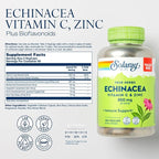 SOLARAY Echinacea with Vitamin C & Zinc – Immune Support Supplement – Echinacea Capsules with Vitamin C 500 mg Plus Bioflavonoids, Vegan, 60-Day Guarantee, 90 Servings, 180 VegCaps