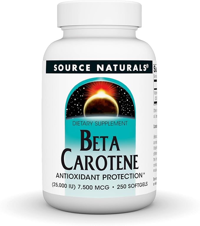 Source Naturals Beta Carotene 25000 iu Antioxidant Protection - Converted by Body to Vitamin A - 250 Softgels